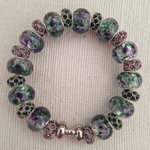 Elegant Purple and Green Beaded Bracelet